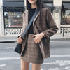 2023 Retro Plaid Blazer Set Single-breasted Jacket & Pencil Skirt 2 Pieces Skirt Suit Female Office Ladies Blazer Suit