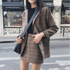 2023 Retro Plaid Blazer Set Single-breasted Jacket & Pencil Skirt 2 Pieces Skirt Suit Female Office Ladies Blazer Suit