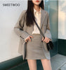 2022 Retro Solid Blazer Set Single-breasted Coat& Pencil Skirt 2 Pieces Skirt Suit Female Office Ladies Blazer Suit