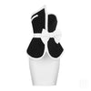 2022 Sexy Women'S Sexy Bow Black And White Patchwork High Street Short Top Ruffled Strapless Camisole + Mini Skirt Party