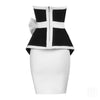 2022 Sexy Women'S Sexy Bow Black And White Patchwork High Street Short Top Ruffled Strapless Camisole + Mini Skirt Party
