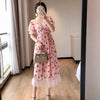 2022 Sexy V-Neck Belt Strawberry  stamping Short Sleeve Party Mid-Length Dress Net Yarn Summer  Women'S Clothing