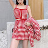 2023 Small Fragrance autumn winter Casual Three Piece Suits Women Crop Top Coat + Vest + Mini Skirt Set 3pcs Sets