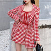 2023 Small Fragrance autumn winter Casual Three Piece Suits Women Crop Top Coat + Vest + Mini Skirt Set 3pcs Sets