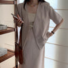 2022 Solid Blazer Set Open Stitch Jacket & Long Maxi Split Skirt 2 Pieces Skirt Suit Female Office Ladies Blazer Suit