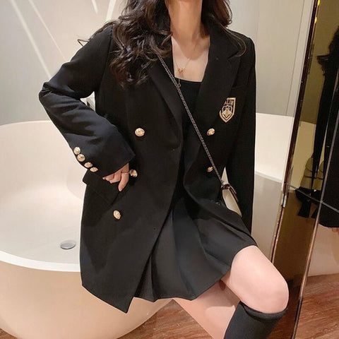 2022 Spring And Autumn Retro Suit Women Blazers Black Female Net Red Coat