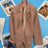2023 Spring Autumn High-quality Korean Straight Nude Pink Blazer Female British Style Slim Simple Temperament Suit Jacket