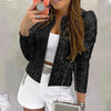 2022 Spring Autumn Long Sleeve Open Front Sequin Coat Gitter Casual Shirts Streetwear Jackets Women's Tops Loungewear