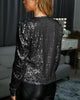 2022 Spring Autumn Long Sleeve Open Front Sequin Coat Gitter Casual Shirts Streetwear Jackets Women's Tops Loungewear