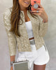 2022 Spring Autumn Long Sleeve Open Front Sequin Coat Gitter Casual Shirts Streetwear Jackets Women's Tops Loungewear