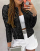 2022 Spring Autumn Long Sleeve Open Front Sequin Coat Gitter Casual Shirts Streetwear Jackets Women's Tops Loungewear