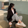 2023 Spring Autumn Gentle Korean Style Casual Blazers for Woman Long Double Breasted Turn Down Collar Blazers