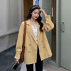 2023 Spring Autumn Gentle Korean Style Casual Blazers for Woman Long Double Breasted Turn Down Collar Blazers