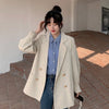 2023 Spring Autumn Gentle Korean Style Casual Blazers for Woman Long Double Breasted Turn Down Collar Blazers