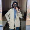 2023 Spring Autumn Gentle Korean Style Casual Blazers for Woman Long Double Breasted Turn Down Collar Blazers