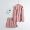2023 Spring Autumn Korea A-Line Skirt Suits Pink Chic Blazer Suits Women Solid Colors Single Breasted Office Blazers