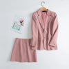 2023 Spring Autumn Korea A-Line Skirt Suits Pink Chic Blazer Suits Women Solid Colors Single Breasted Office Blazers
