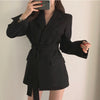 2023 Spring Autumn Korean Preppy Style Women's Lace-up Blazers Comfortable High Waist Slim Turn-down Collar Blazers