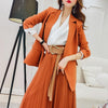 2022 Spring Autumn Women Casual Solid Plus Size Suit Lady Button Blazer Pleated Mesh Skirt Two Piece Set Female Elegant Set L806