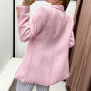 2022 Spring Autumn Women Vintage Pink Tweed Blazer Coat  Chic Button Long Sleeve Suit Jacket Female Casual Solid Outwear