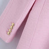 2022 Spring Autumn Women Vintage Pink Tweed Blazer Coat  Chic Button Long Sleeve Suit Jacket Female Casual Solid Outwear