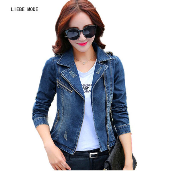 2022 Spring Autumn Womens Slim Fit Bomber Denim Blazer Women Streetwear Casual Short Jackets Coats Zipper Jeans Blazers Woman