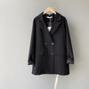 2022 Spring Basic Black Suit Jacket Women's Loose Long Sleeve Casual Oversized Blazer Suit Top V-neck Double Breasted Cardigan