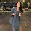 2022 Spring Business Suit Elegant Office Dress Ladies 2-Piece Long Sleeve Suit Jacket and Sleeveless Dress Set