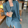 2022 Spring Business Suit Elegant Office Dress Ladies 2-Piece Long Sleeve Suit Jacket and Sleeveless Dress Set