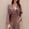 2022 Spring Elegant Woman Jacket Turn Down Collar Long Sleeve Double Breast Blazer Women Work Style Ol Solid Simple Coat