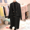 2023 Spring Fall Black Suit Jacket Women's Windbreaker Mid-Length Korean Style Loose Casual Double-Breasted Blazer y1474