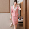 2023 Spring Female Elegant Women's Skirt Suit Black White Pink Blazer Bussiness Jacket Office Lady 2 Pieces Set Plus Size S-5XL