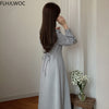 2022 Spring Fenimine Vestidos Women Korea Chic Japan Style V Neck Single Breasted Button Elegant Long Shirt Dress
