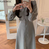 2022 Spring Fenimine Vestidos Women Korea Chic Japan Style V Neck Single Breasted Button Elegant Long Shirt Dress