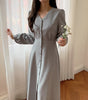 2022 Spring Fenimine Vestidos Women Korea Chic Japan Style V Neck Single Breasted Button Elegant Long Shirt Dress