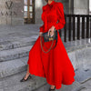 2022 Spring Free High-end Plus Size Elegant Solid Chiffon Dress Full Sleeve Bow Women's High Waist  A-Line MaxiDress