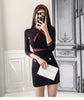 2022 Spring Korea Office Women Cloth Bodycon Bowknot Mini Sheath High Waist Sexy Black Dresses Women