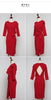 2022 Spring Ladies O-Neck Ruffles Patchwork Red Party Dress 3/4 Sleeve Solid Sheath Bodycon Midi Split Sexy Vestidos