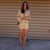 2022 Spring Long Sleeve Top Two Piece Outfits Skirt Suits Button Up Top Lapel Collar Solid Color Pencil Mini Skirt Streetwear