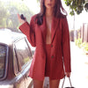 2022 Spring Long Sleeve Top Two Piece Outfits Skirt Suits Button Up Top Lapel Collar Solid Color Pencil Mini Skirt Streetwear