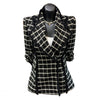 2023 Spring Ladies Lapel Long-sleeved Tweed Plaid Ladies Suit Jacket Lace-up Waist Woolen Blazers