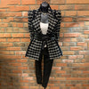 2023 Spring Ladies Lapel Long-sleeved Tweed Plaid Ladies Suit Jacket Lace-up Waist Woolen Blazers