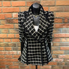 2023 Spring Ladies Lapel Long-sleeved Tweed Plaid Ladies Suit Jacket Lace-up Waist Woolen Blazers
