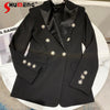 2023 Spring Slim-Fit Satin Blazer Coat Women's Rhinestone Double Buckle Lapel Suit Jacket Female Outwear