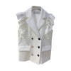 2022 Spring Feifei Sleeve Patchwork Slim White Suit Vest Sleeveless Jacket Women Blazers