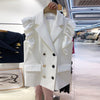 2022 Spring Feifei Sleeve Patchwork Slim White Suit Vest Sleeveless Jacket Women Blazers