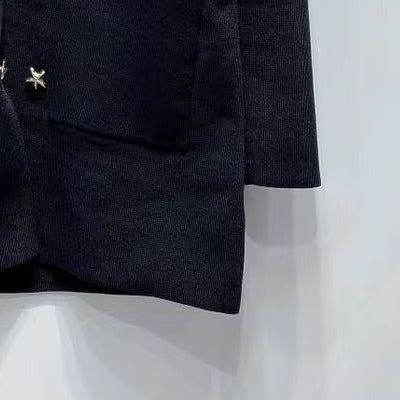 2023 Spring Loose Solid Color Long-sleeved Buttoned Blazer Knitted Jacket