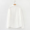 2023 Spring Women Casual Appliques Cotton White Shirt Long Sleeve Short Blouse Autumn Solid Cute Sweet Girl Tops T0D001F