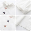 2023 Spring Women Casual Appliques Cotton White Shirt Long Sleeve Short Blouse Autumn Solid Cute Sweet Girl Tops T0D001F