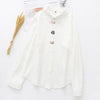 2023 Spring Women Casual Appliques Cotton White Shirt Long Sleeve Short Blouse Autumn Solid Cute Sweet Girl Tops T0D001F
